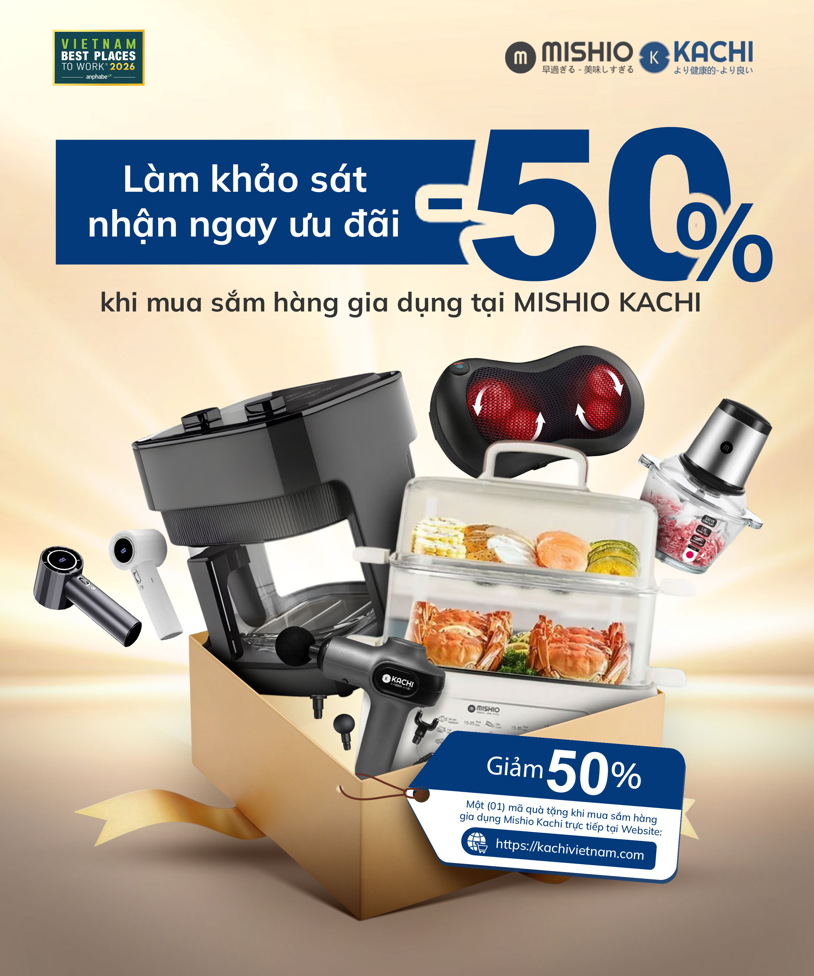 Ưu đãi GIẢM 50% khi mua sắm hàng gia dụng tại MISHIO KACHI